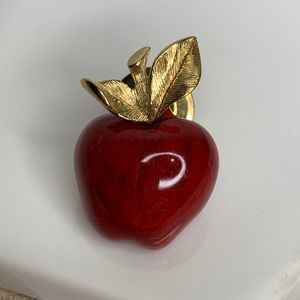 Avon Acrylic Red Apple Pin Brooch